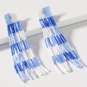 Anthropologie Casa Clara Plaid Fringe Drop Earring